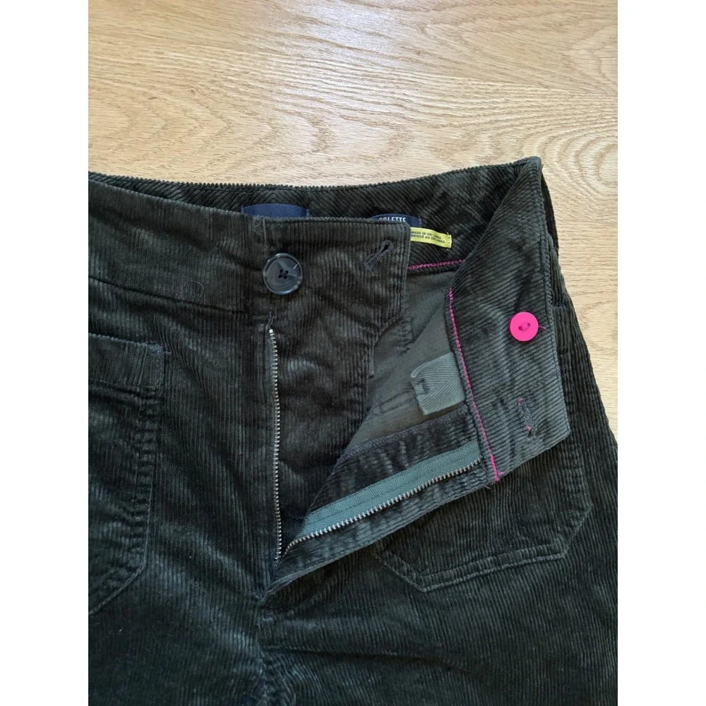 Maeve Anthropologie Colette Corduroy Wide Leg Crop Pants Dark Green 25T Tall